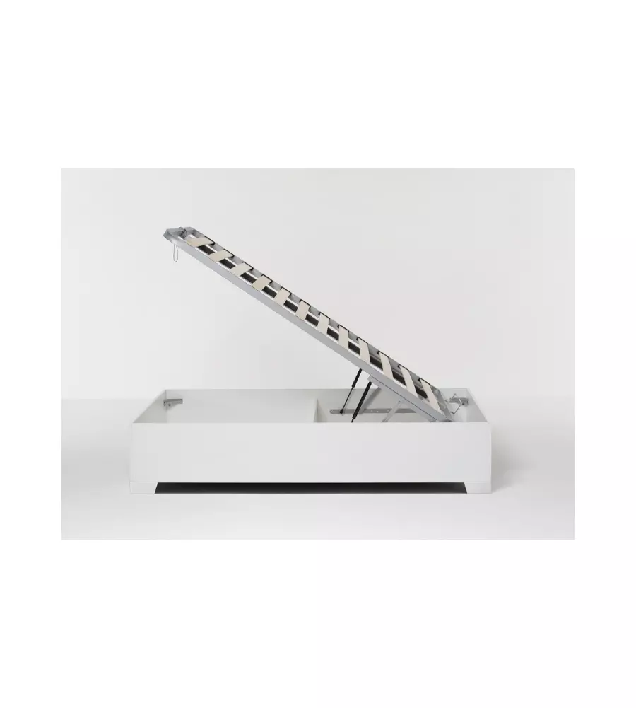 LETTO PIAZZA E MEZZA CONTENITORE CON PIEDINI "BED BOX" BIANCO 120X190 CM